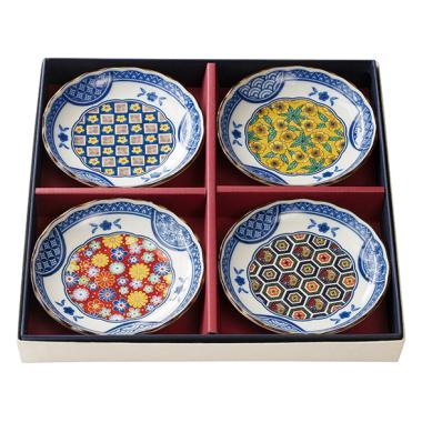 藍染小紋　小皿揃