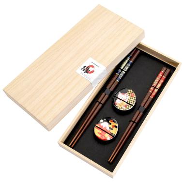 RINPA縁起箸置＆箸セット猫＆富士山