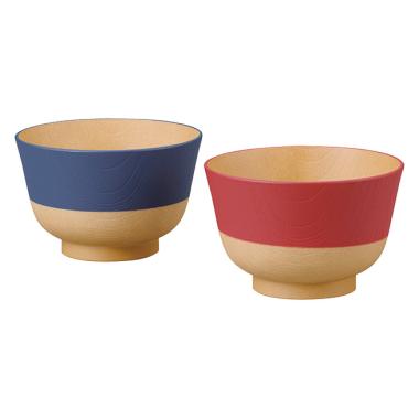 山中塗　やさしい彩り　抗菌汁椀　るり／あかね色