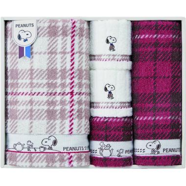 スヌーピーチェック 　タオルセット