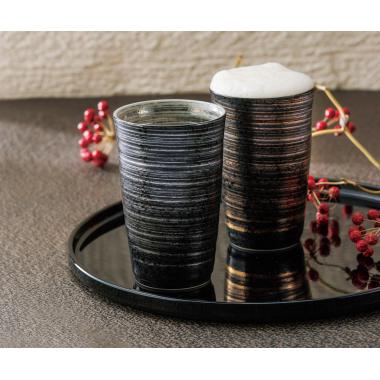 陶悦窯　金銀刷毛 ペア陶酒杯　オリジナル木箱