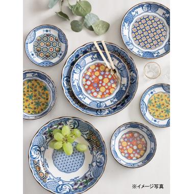 藍染小紋　三つ組茶碗