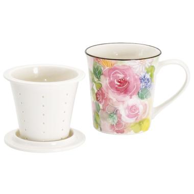 花あわせ蓋付マグカップ　バラ